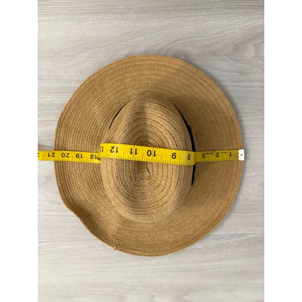 San Diego Hat Co Women Four Buttons Tan Straw Sun Hat Black Ribbon Band Women OS